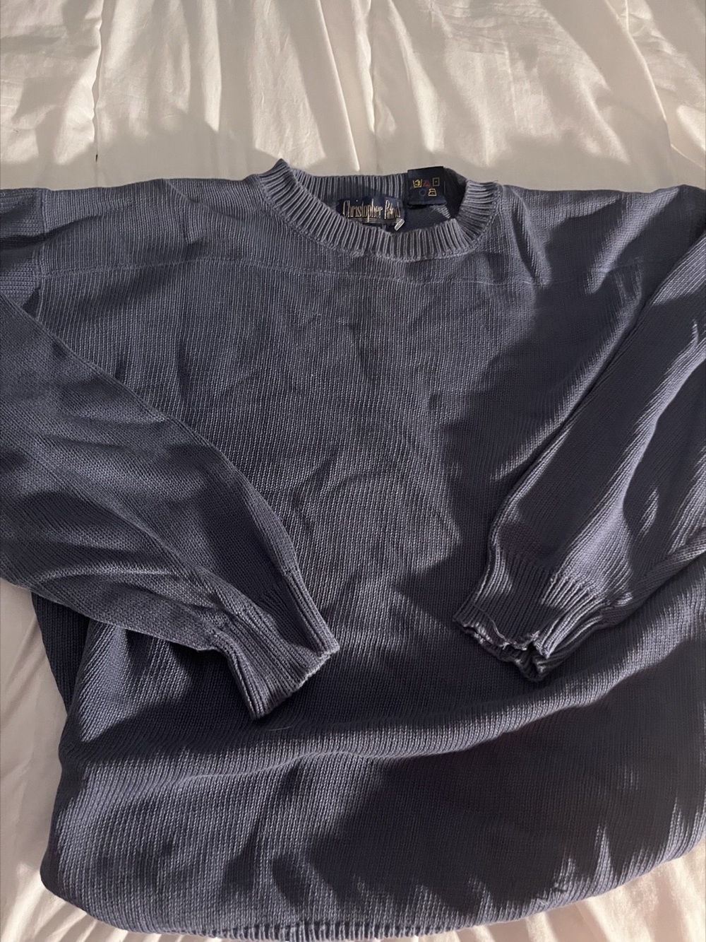 Christopher Rand Crewneck Cotton Sweater in Gray Size Medium Like New